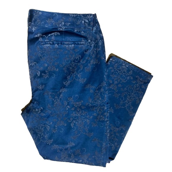 Old Navy Jean THE DIVA Pants Plus Size 16 Womens Blue Black Velvet Floral - Picture 6 of 7